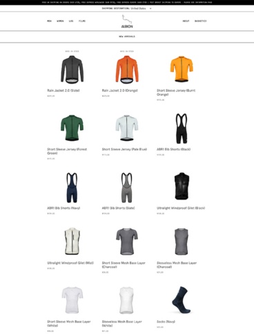 eCommerce website: Albion