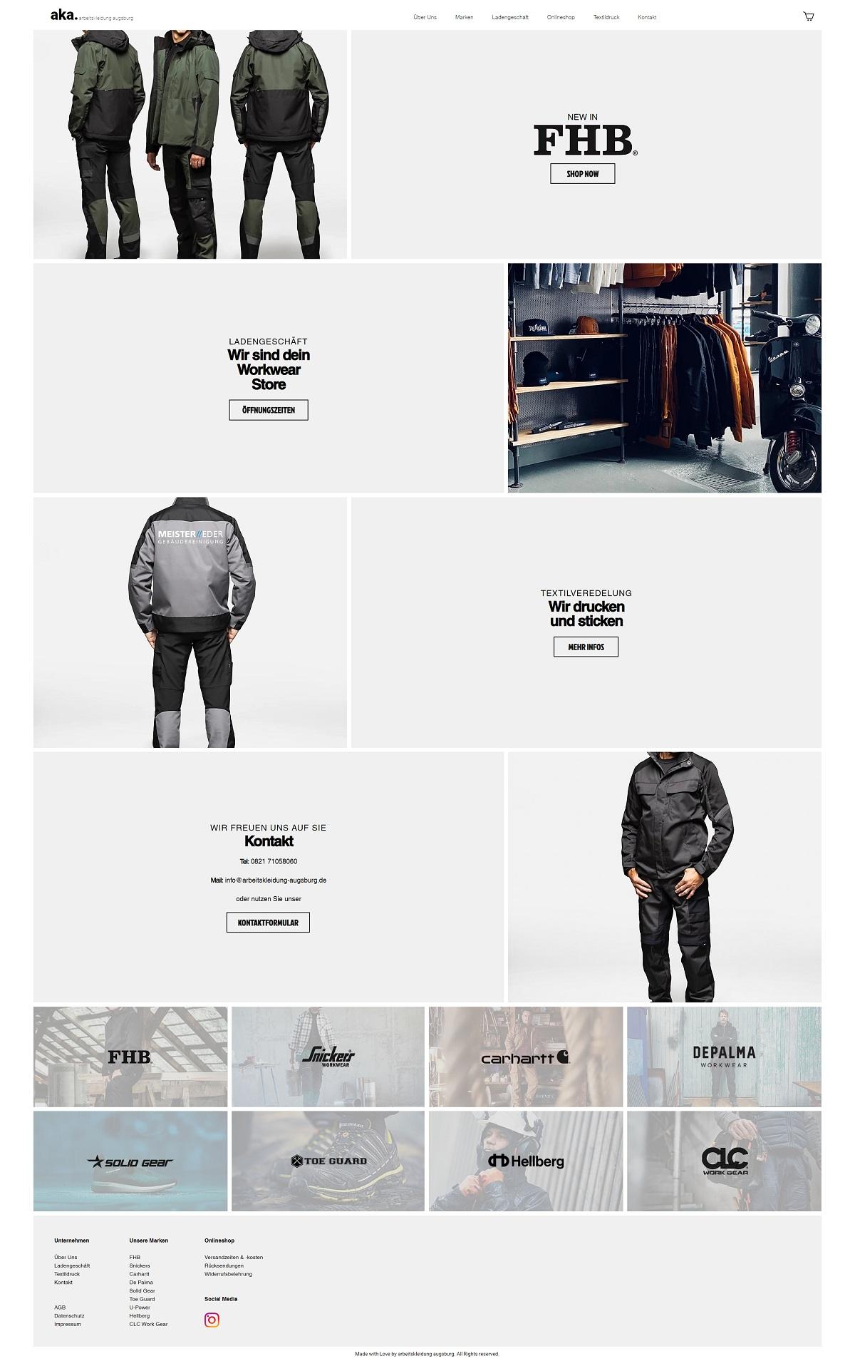eCommerce website: Arbeitskleidung Augsburg