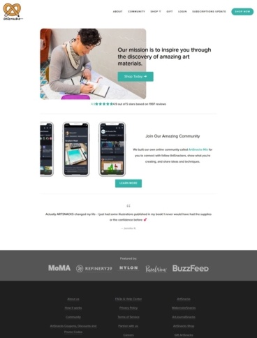 eCommerce website: ArtSnacks