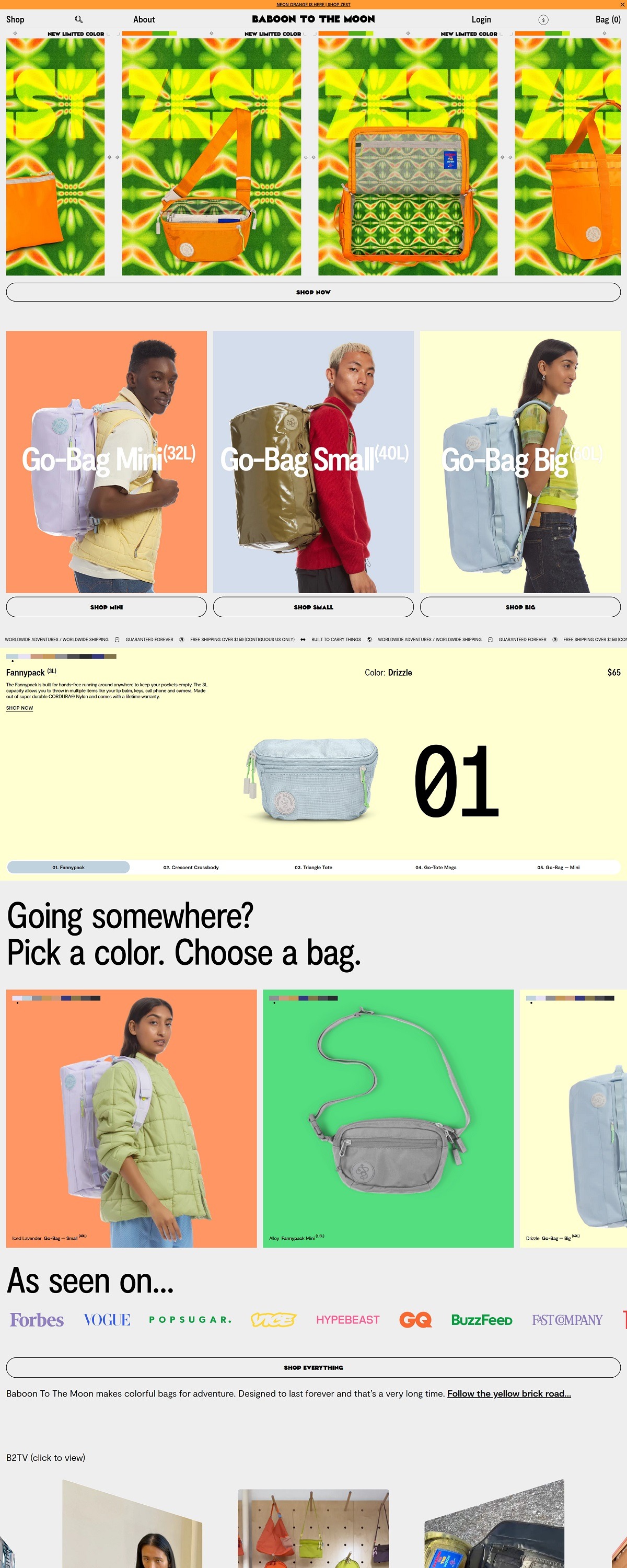 eCommerce website: Baboon to the moon