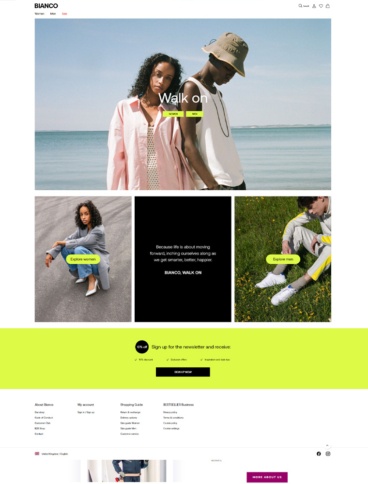 eCommerce website: Bianco Footwear