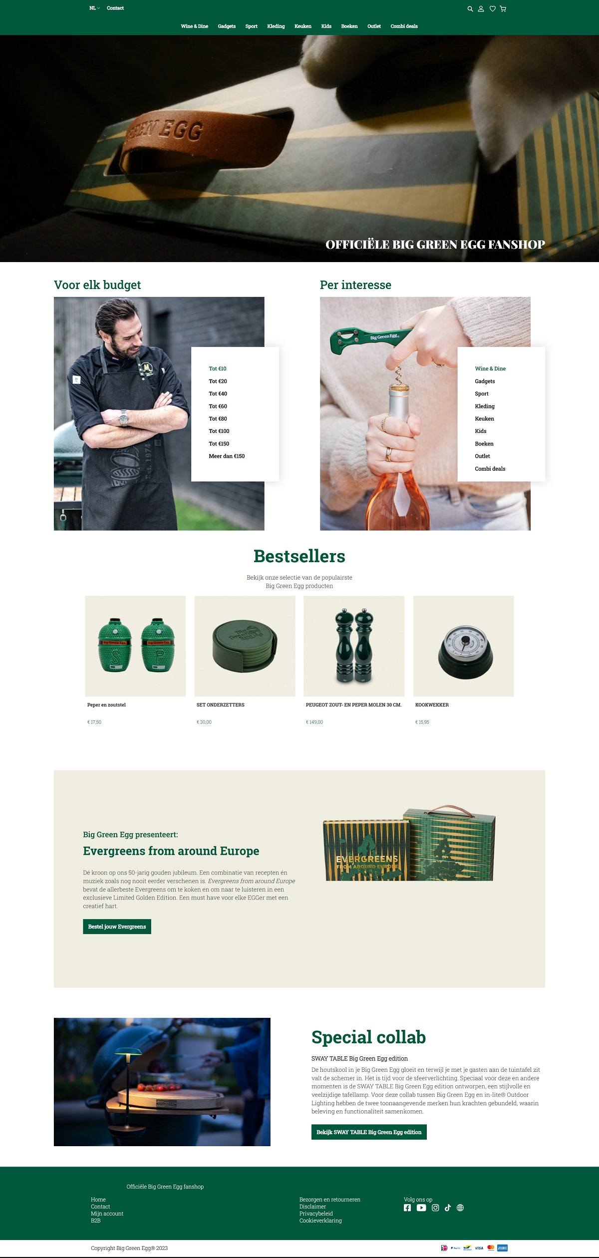 eCommerce website: Big Green Egg’s fan-shop