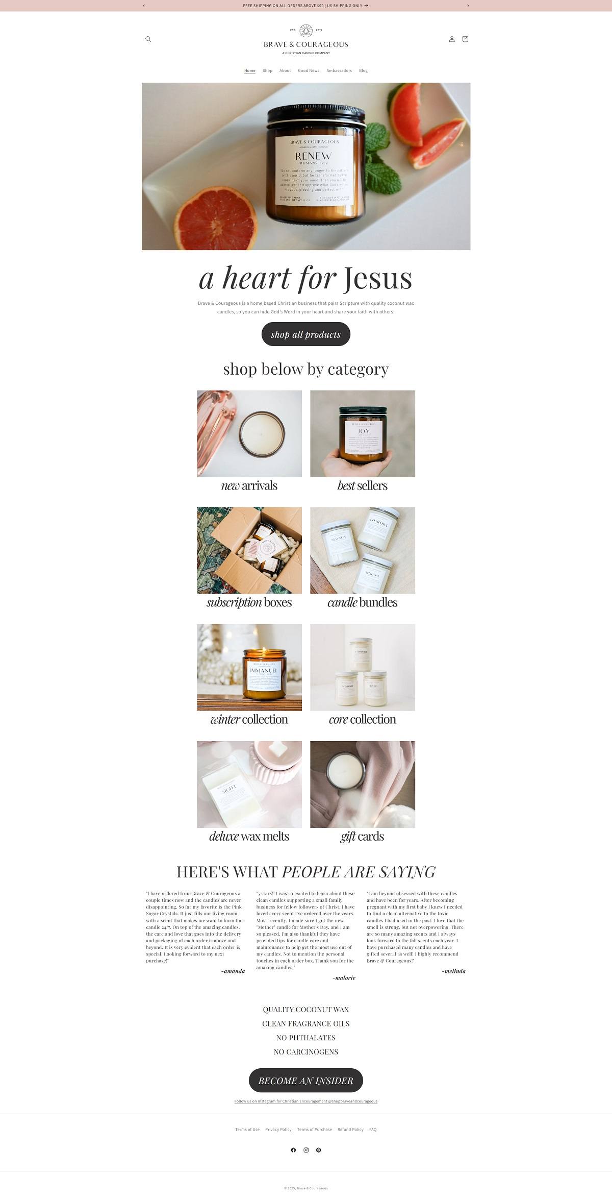 eCommerce website: Brave & Courageous