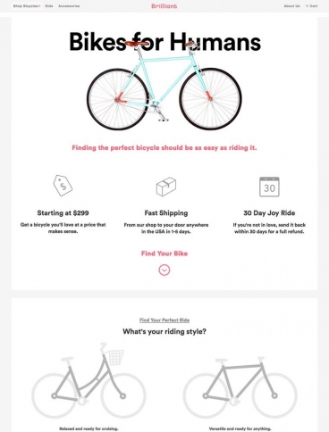 eCommerce website: Brilliant Bicycle Co