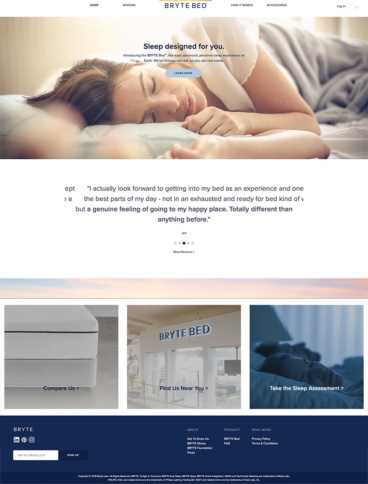 eCommerce website: Bryte Bed