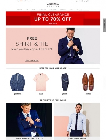 eCommerce website: Burton Menswear