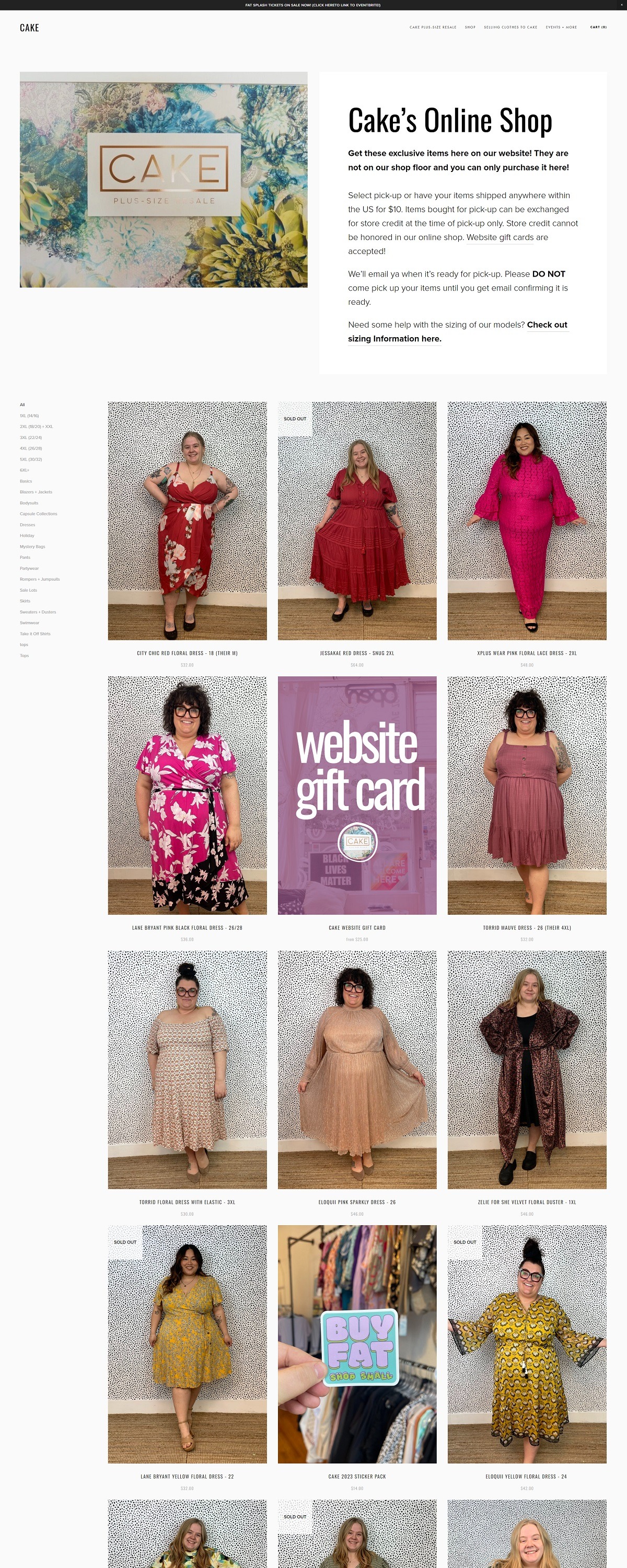 eCommerce website: Cake