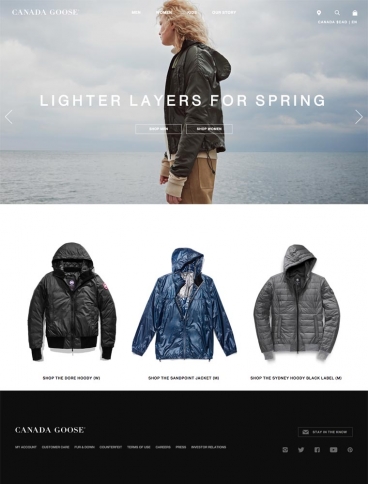 eCommerce website: Canada Goose