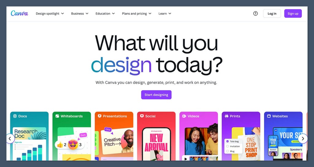 Canva Homepage
