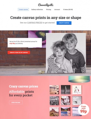 eCommerce website: Canvas Republic