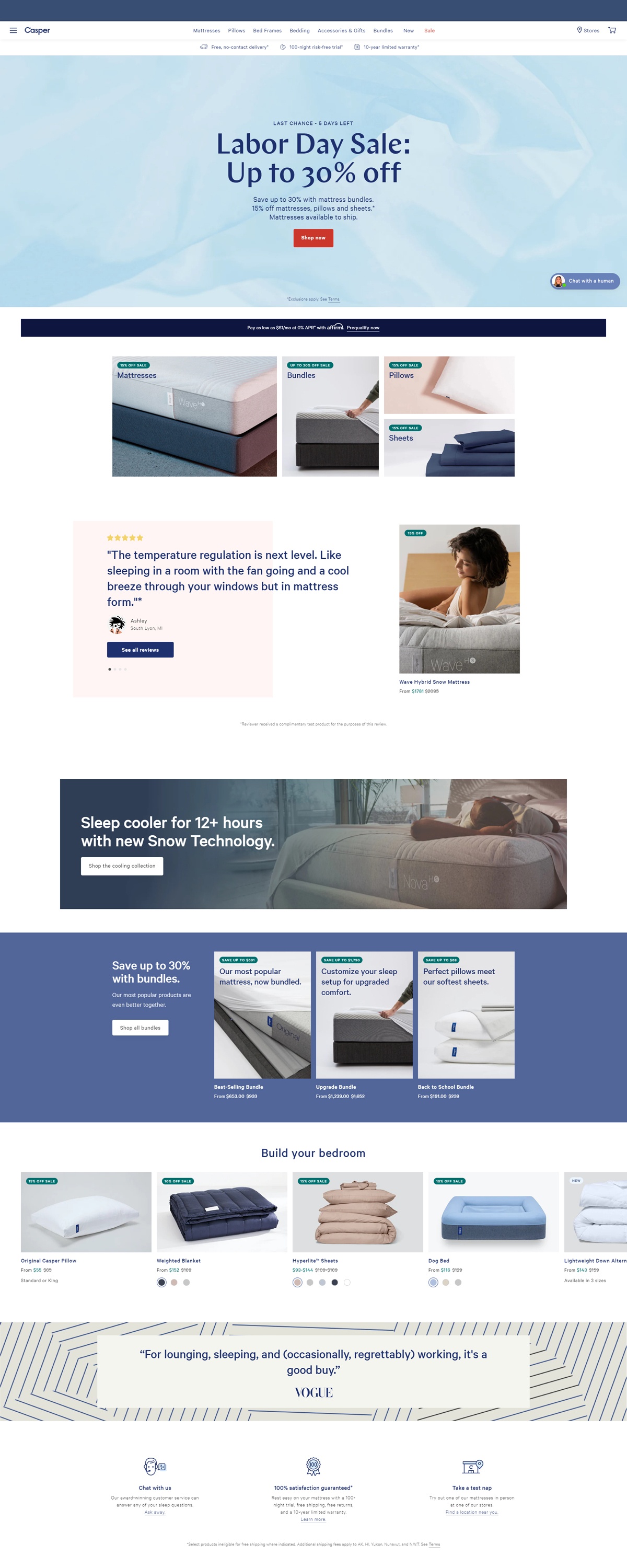 eCommerce website: Casper