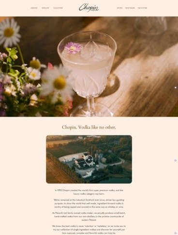 eCommerce website: Chopin Vodka