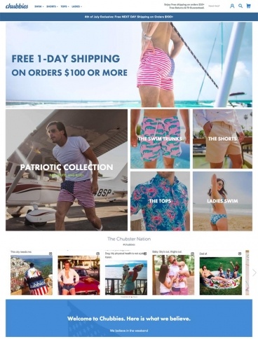 eCommerce website: Chubbies