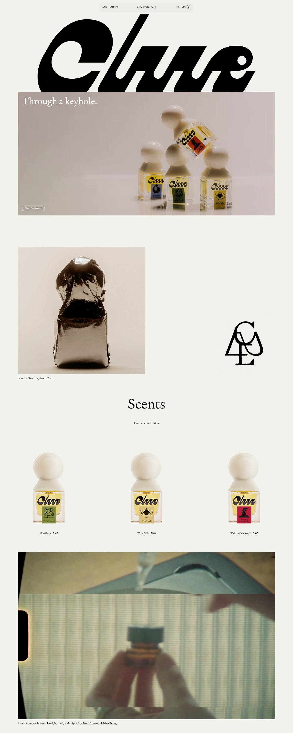 eCommerce website: Clue Perfumery