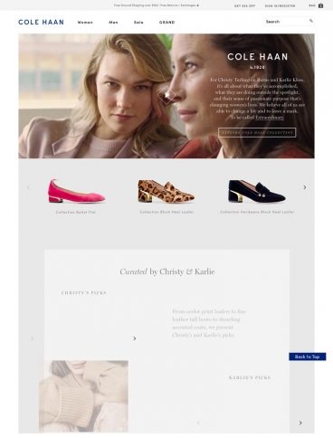 eCommerce website: Cole Haan