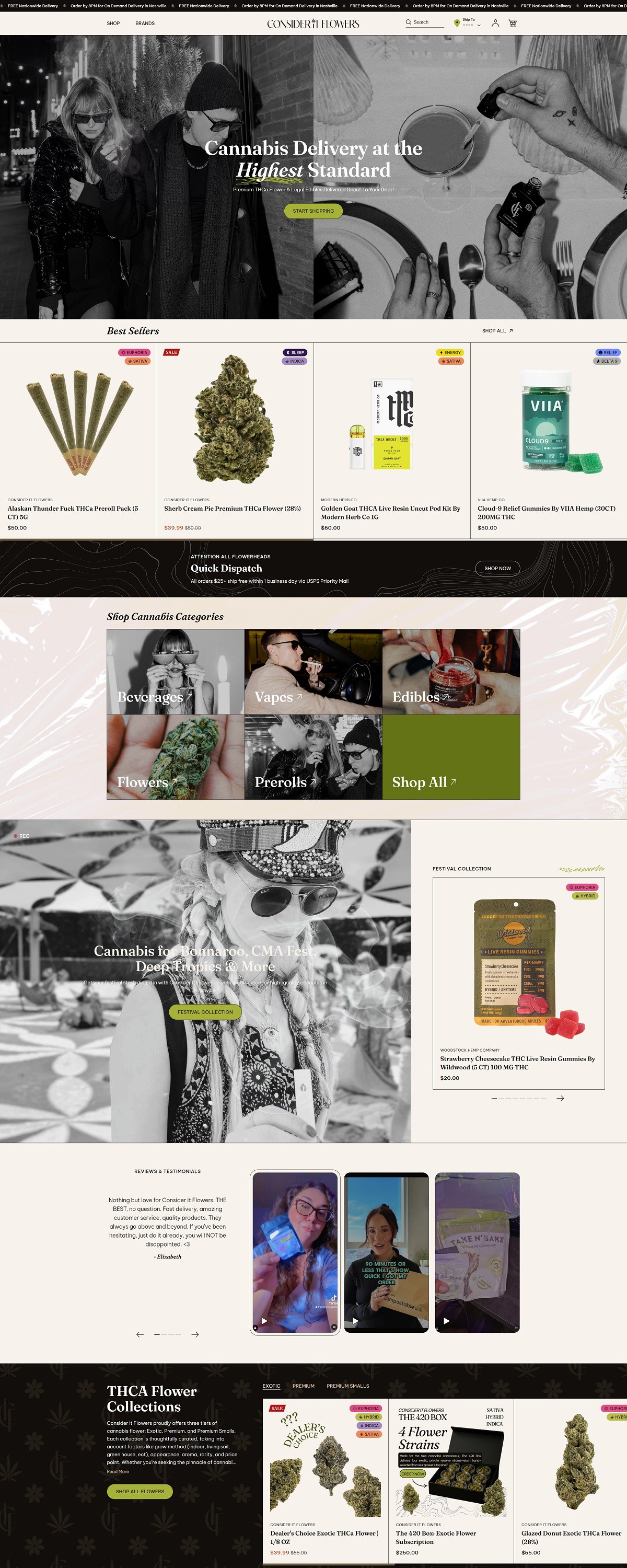 eCommerce website: Consider It Flowers