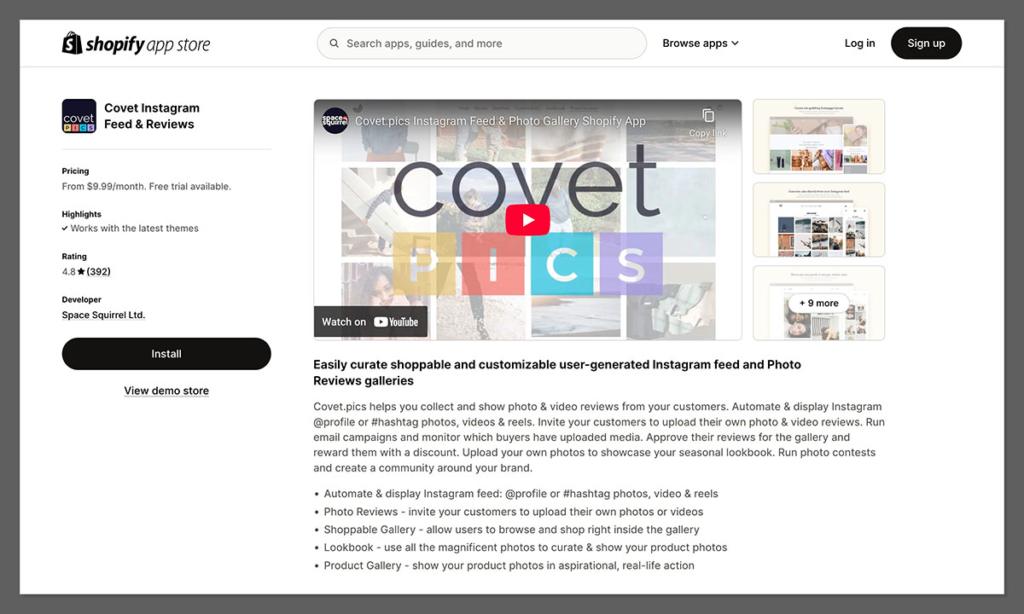 Covet Instagram Feed shopify app