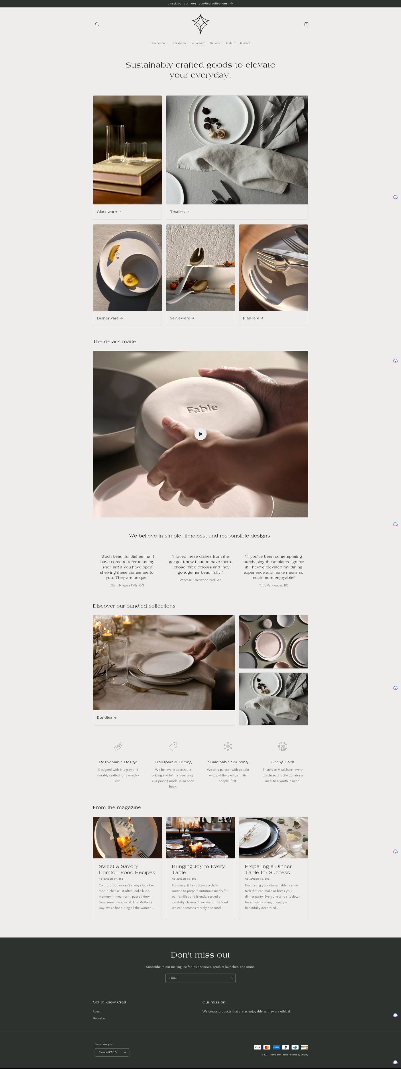eCommerce website template: Craft