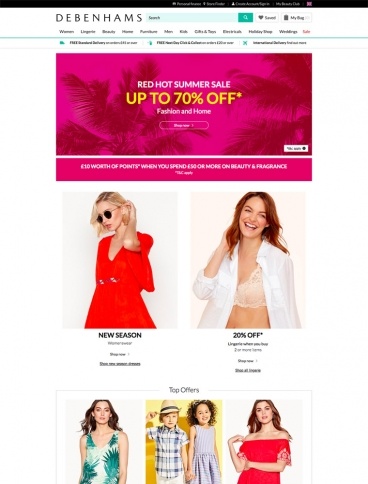 eCommerce website: Debenhams