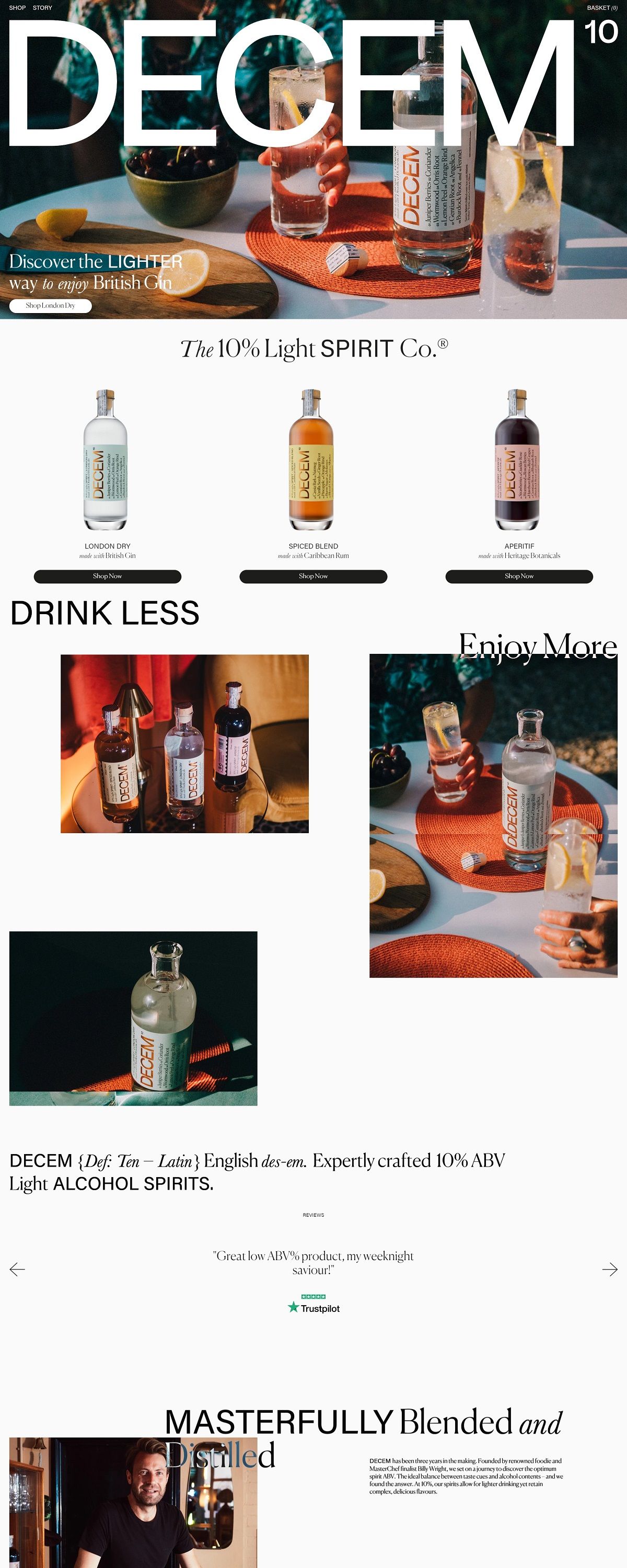 eCommerce website: Decem Drinks