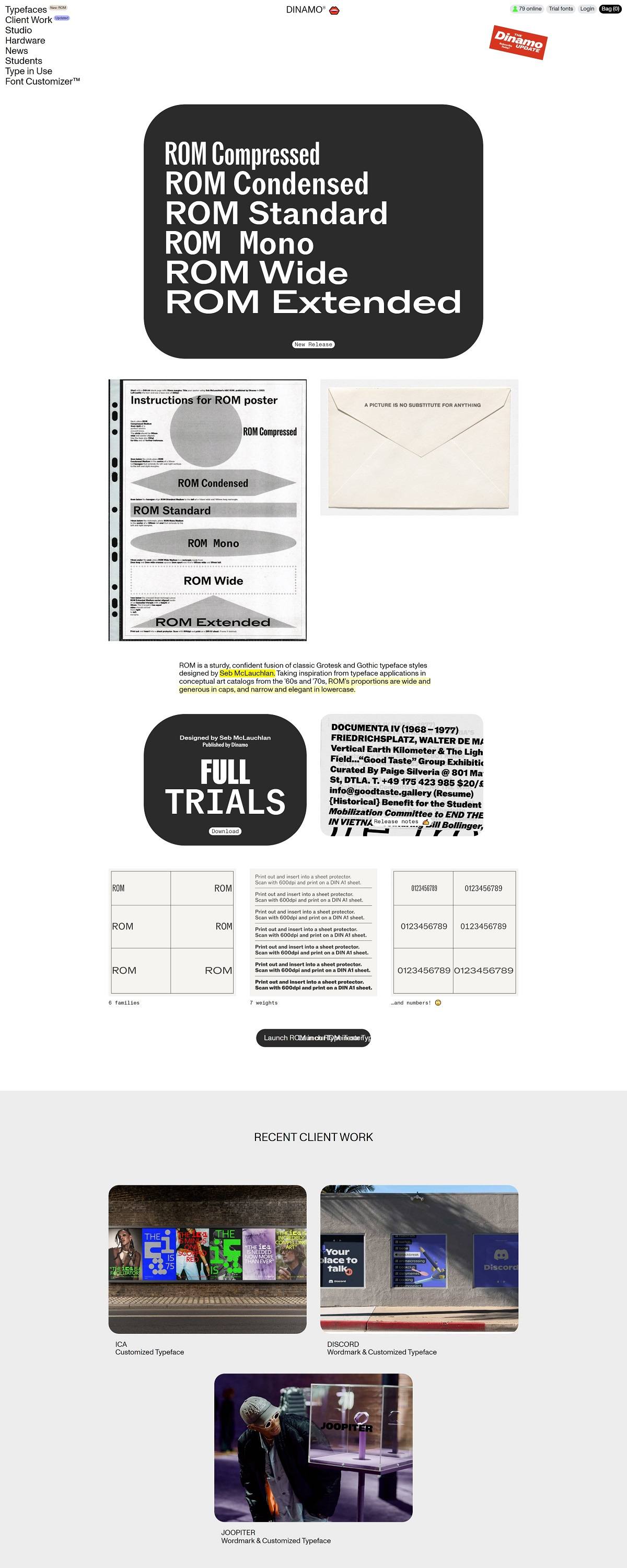 eCommerce website: Dynamo Typefaces
