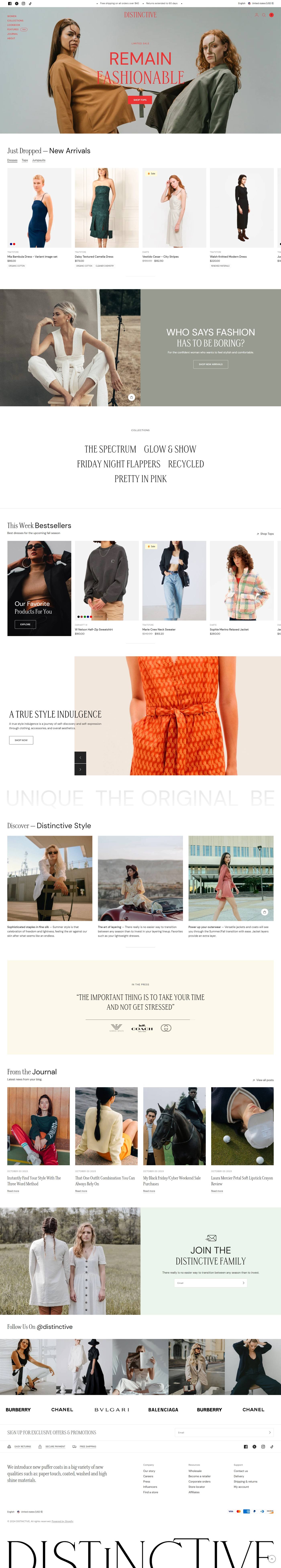 eCommerce website template: Distinctive