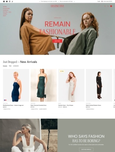 eCommerce website template: Distinctive