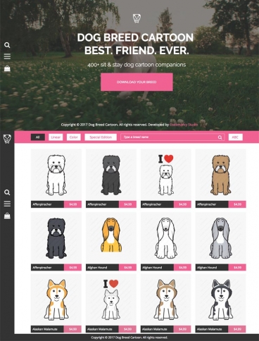 eCommerce website: Dog Breed Cartoon