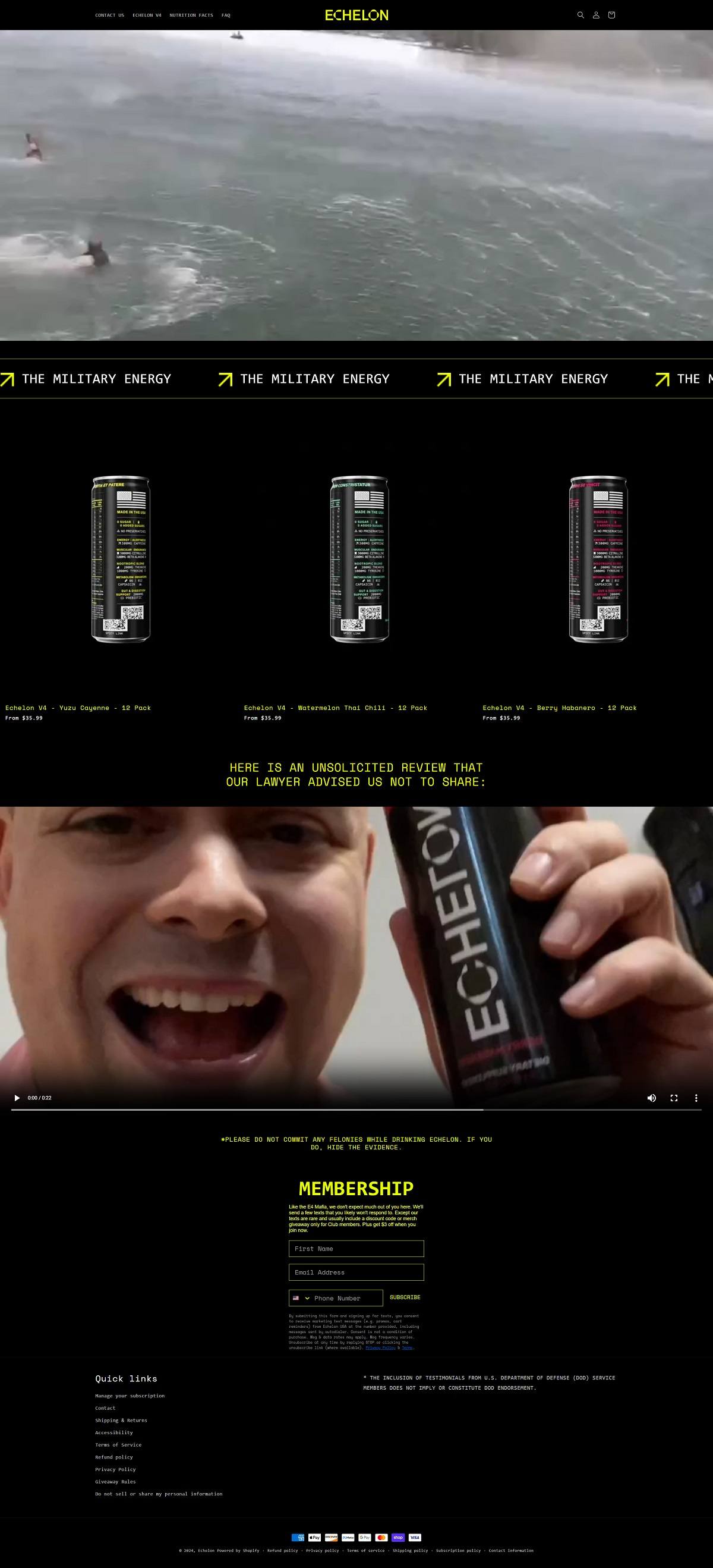 eCommerce website: Echelon