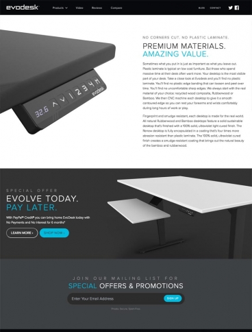 eCommerce website: Evodesk Standing Desks