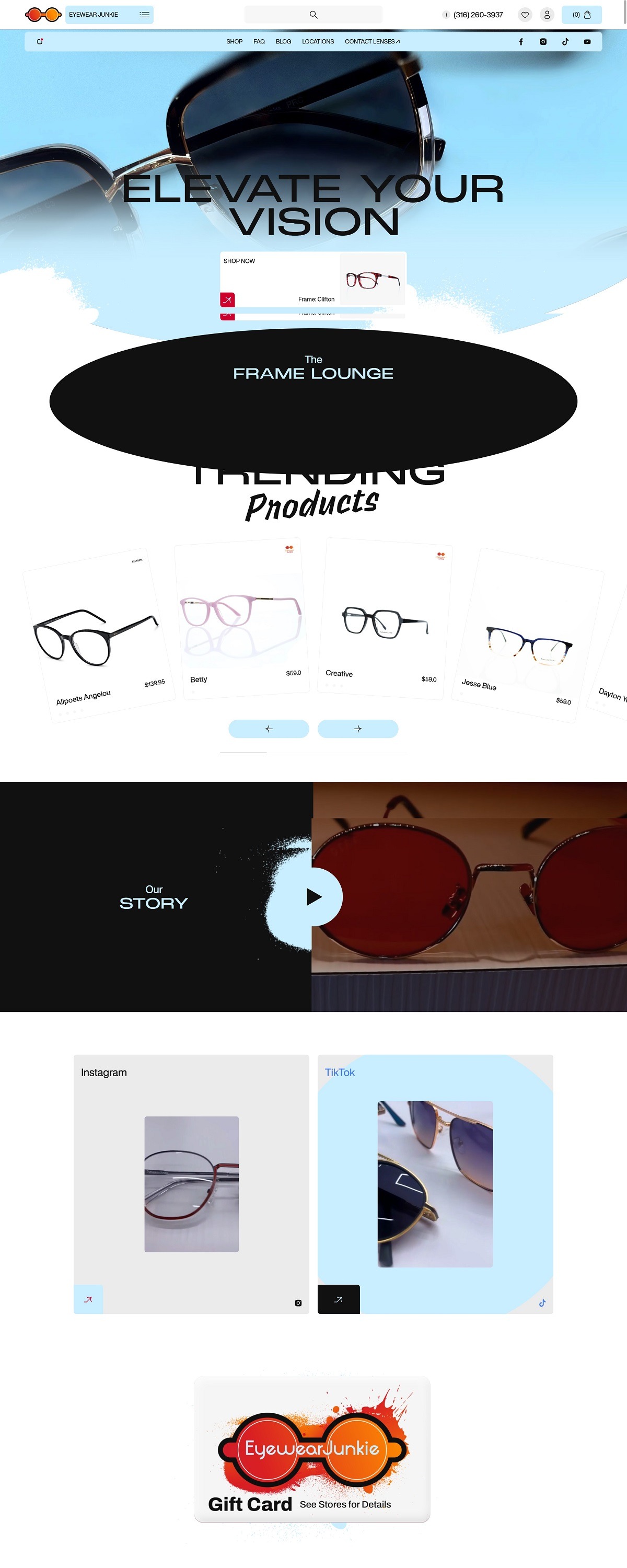 eCommerce website: ​Eyewear Junkie