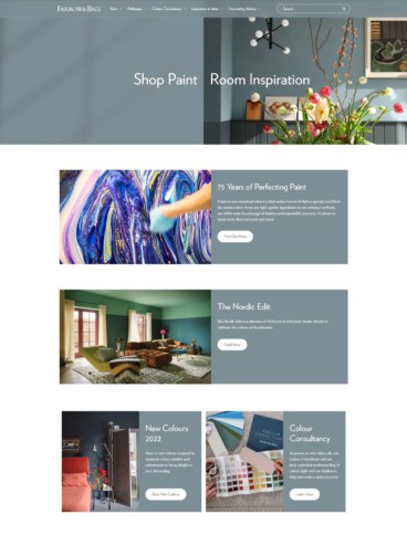 eCommerce website: Farrow & Ball
