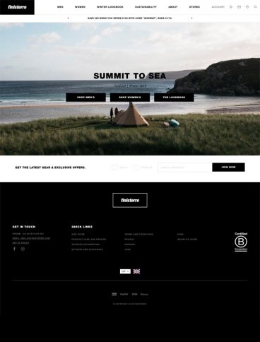 eCommerce website: Finisterre