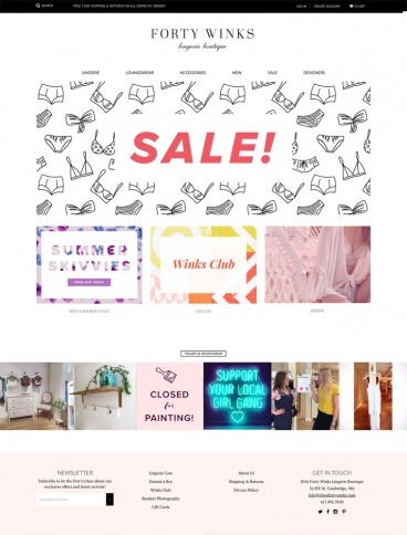 eCommerce website: Forty Winks Lingerie