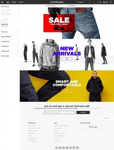 eCommerce website: G-Star RAW