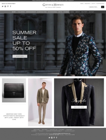 eCommerce website: Gieves & Hawkes