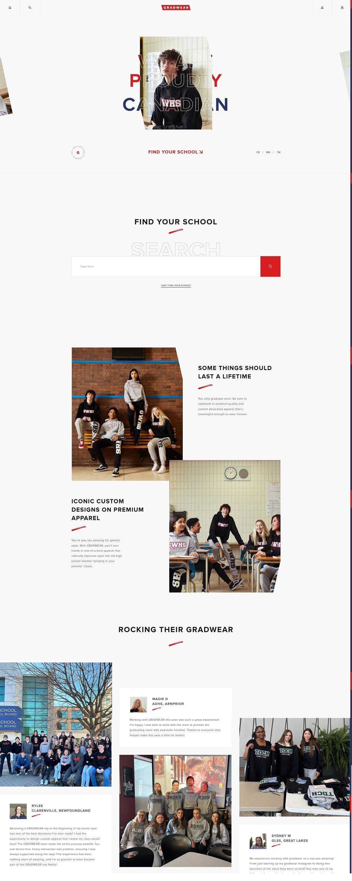 eCommerce website: GRADWEAR