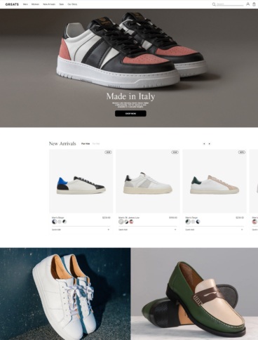 eCommerce website: Greats