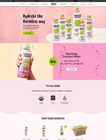 eCommerce website: Harmless Harvest