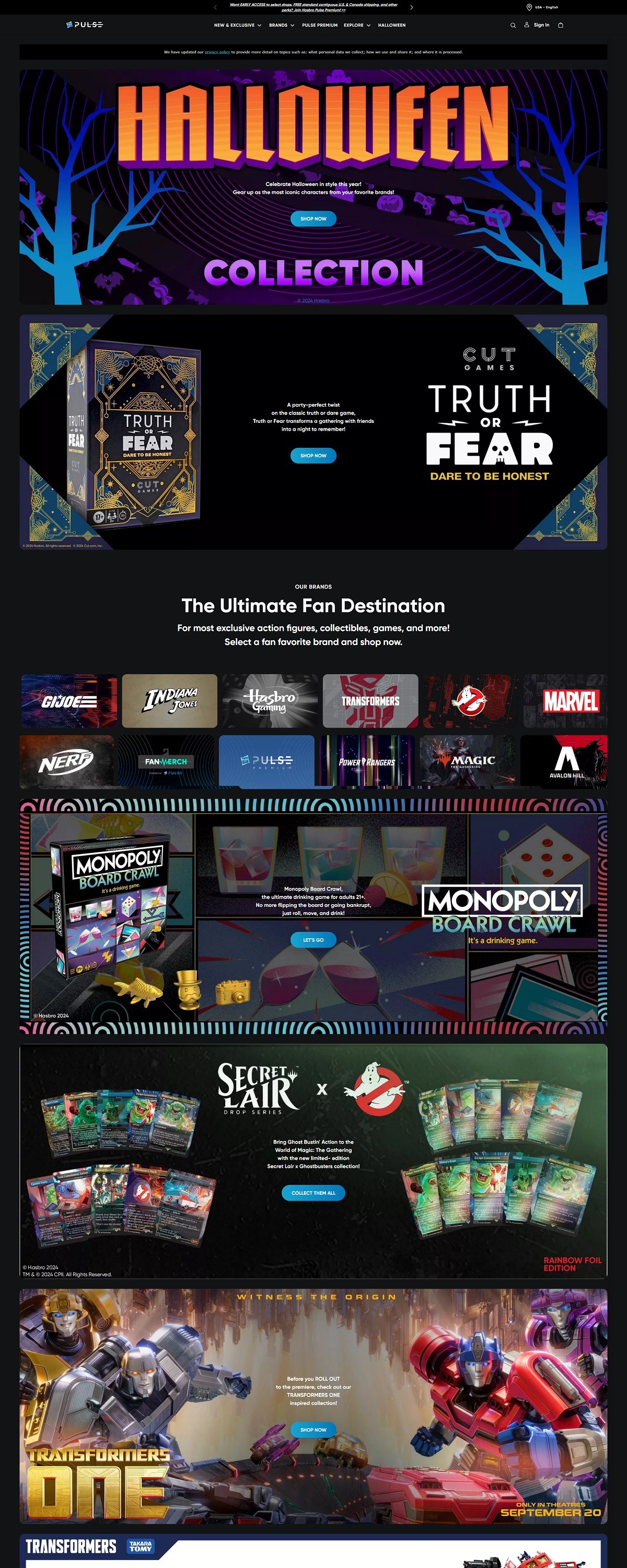 eCommerce website: Hasbro Pulse