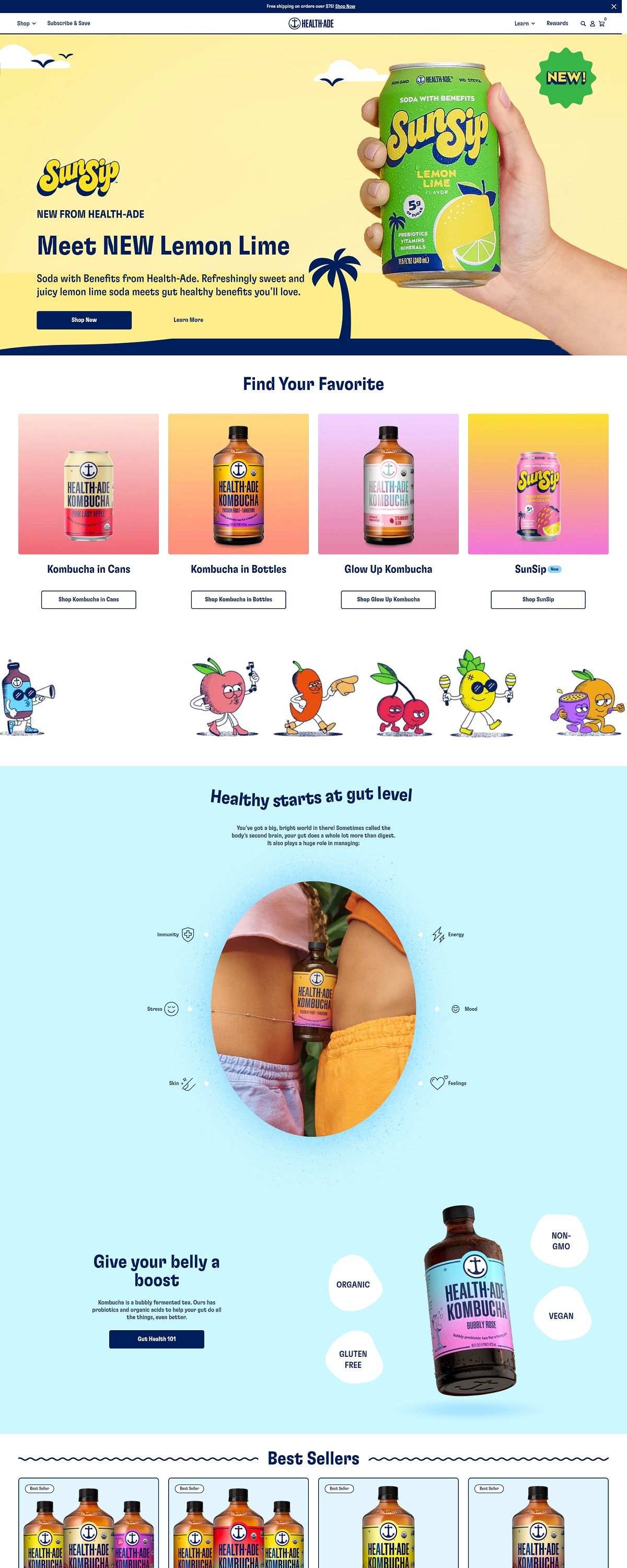 eCommerce website: Health-Ade