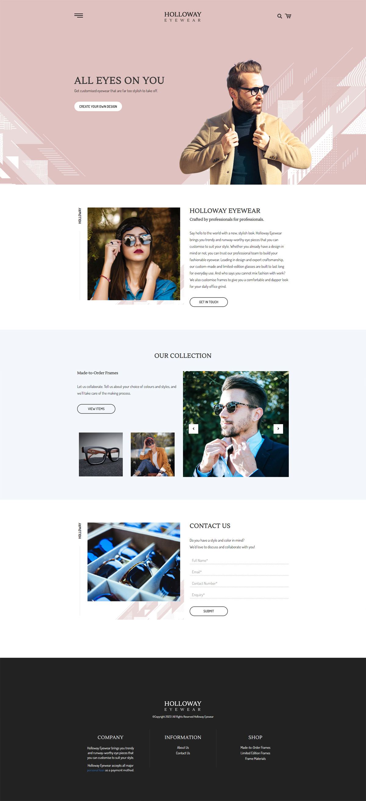 eCommerce website: Holloway Eyewear