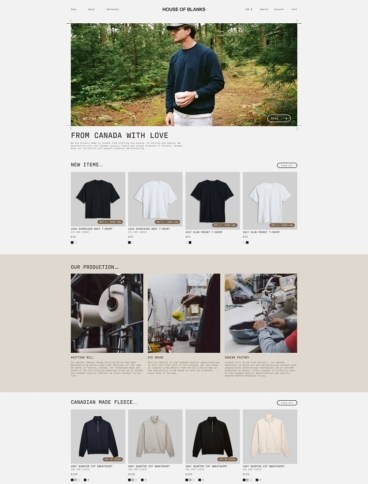 eCommerce website: House of Blanks
