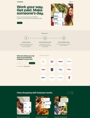 eCommerce website: Instacart Shoppers