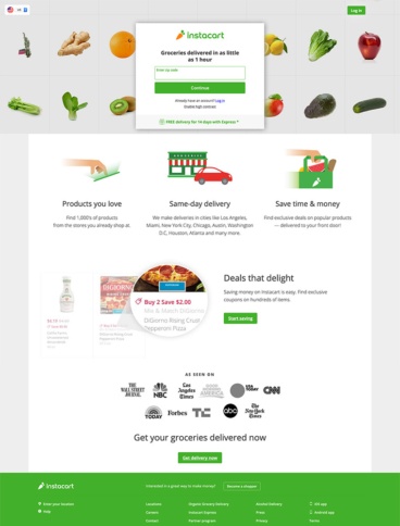 eCommerce website: Instacart