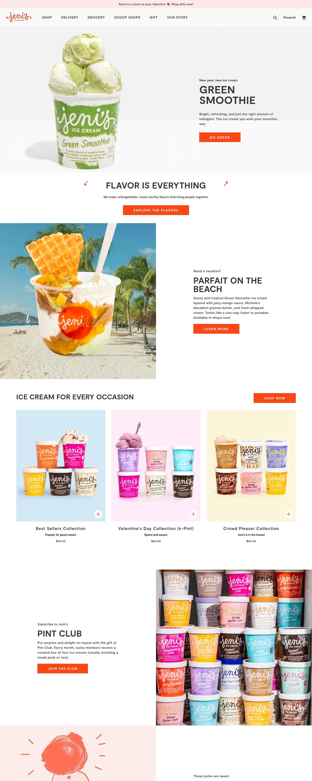 eCommerce website: Jeni’s