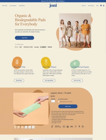 eCommerce website: Joni