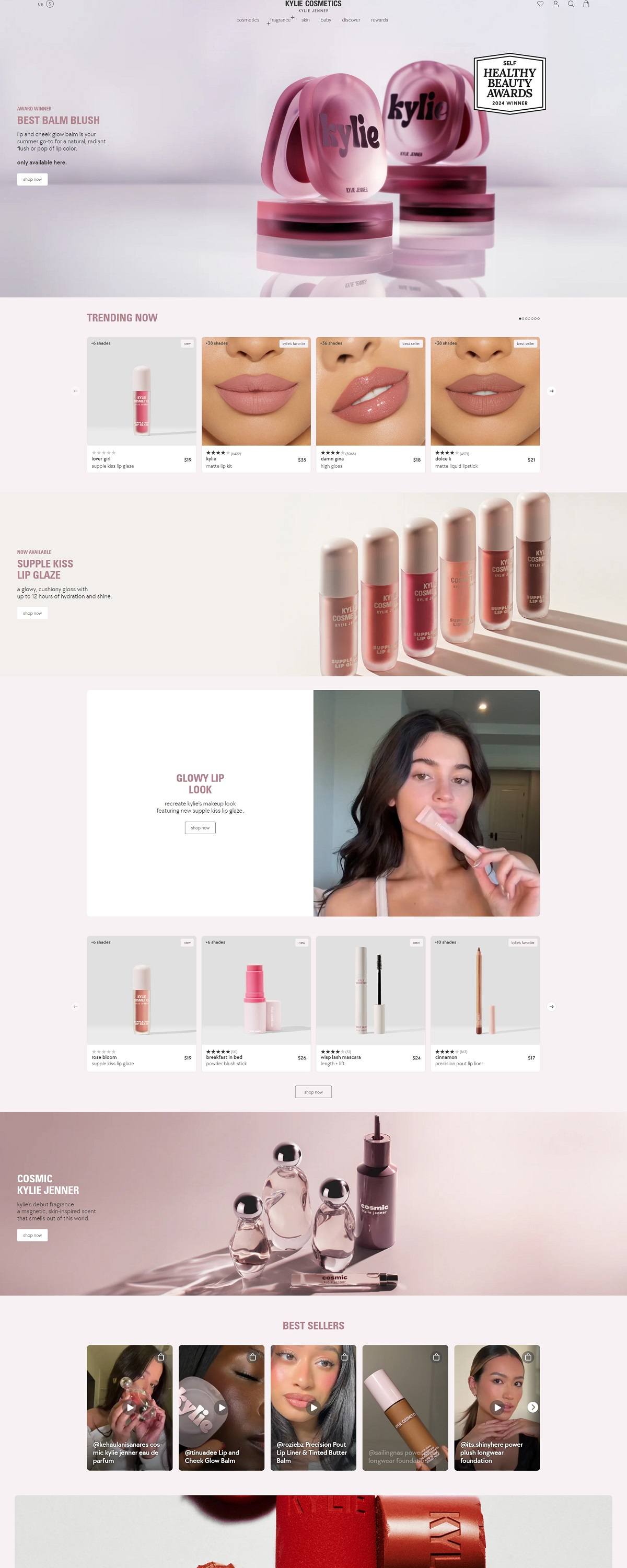 eCommerce website: Kylie Cosmetics