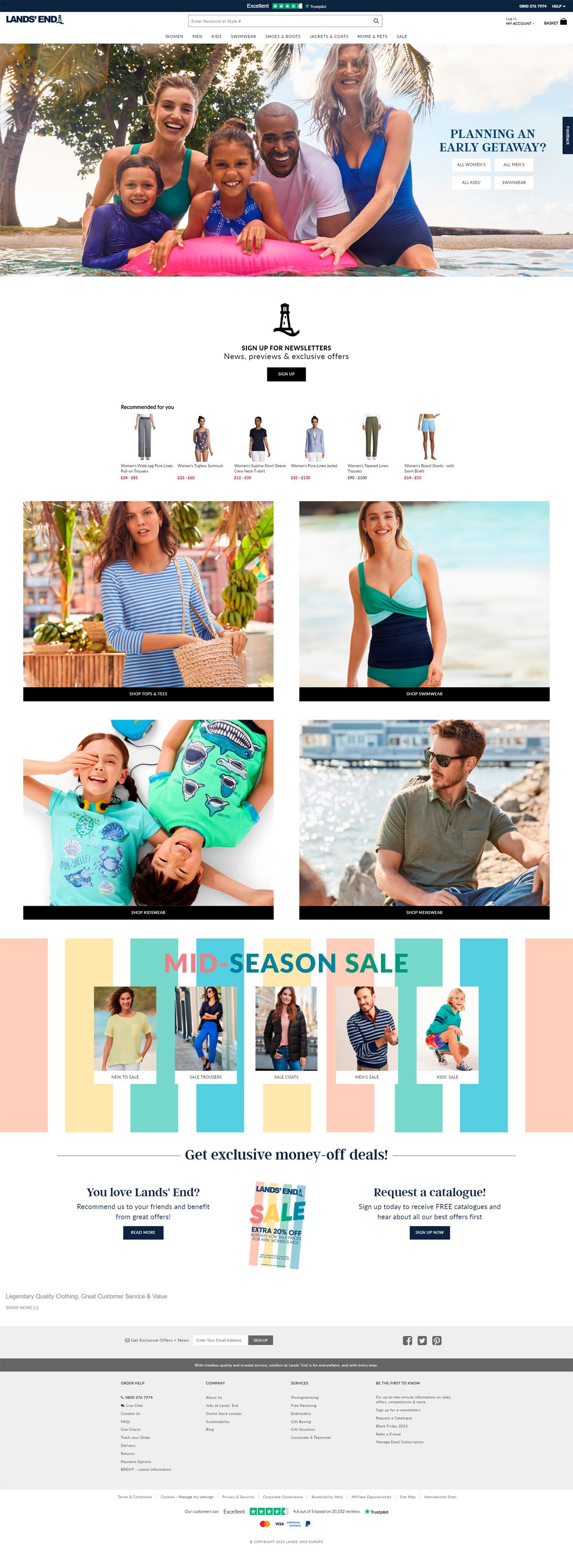 eCommerce website: Lands’ End UK