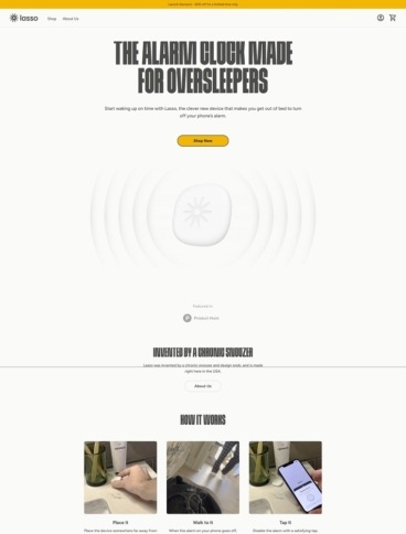 eCommerce website: Lasso Alarm Clock